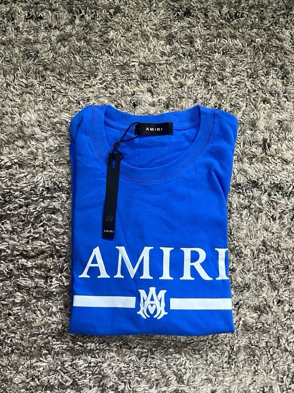 AMIRI Blue Logo Short-Sleeve Crewneck Tee - Picture 2 of 4